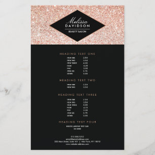 Rose Gold Glitzer und Glamour Beauty Salon Flyer