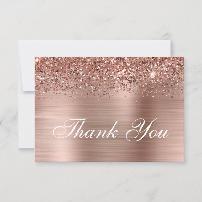 Rose Gold Glitzer und Ombre Foil Dankeskarte (Vorderseite)