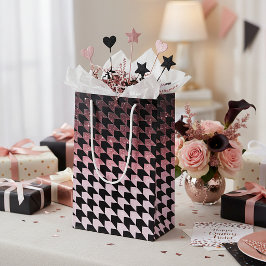 Rose Gold Glitzer und Schwarzes Hahnentrittmuster Kleine Geschenktüte