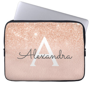 Rose Gold-Glitzer und Sparkassenmonogramm Laptopschutzhülle