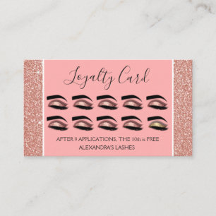 Rose Gold Glitzer und Sparkle Eyelash Erweiterunge Treuekarte