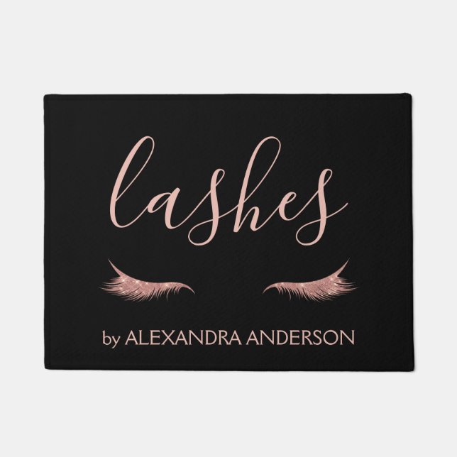 Rose Gold Glitzer und Sparkle Eyelash Extension Fußmatte (Vorderseite)