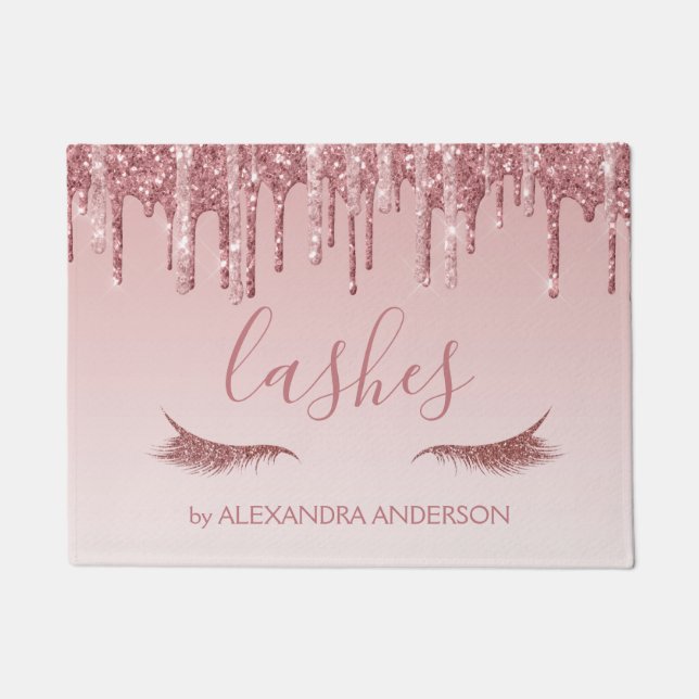 Rose Gold Glitzer und Sparkle Eyelash Extension Fußmatte (Vorderseite)