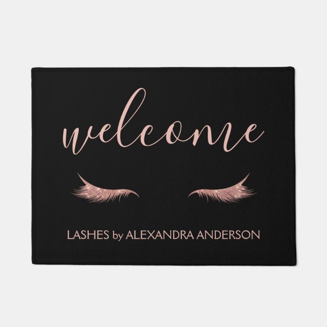 Rose Gold Glitzer und Sparkle Eyelash Extension Fußmatte (Vorderseite)