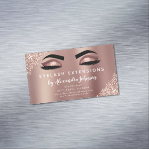 Rose Gold Glitzer und Sparkle Eyelash Extension Magnetische Visitenkarte