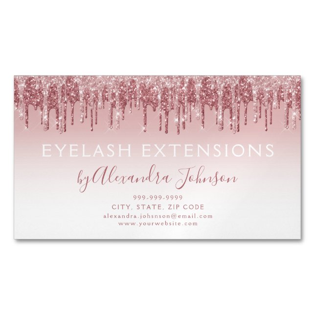 Rose Gold Glitzer und Sparkle Eyelash Extension Magnetische Visitenkarte (Vorderseite)