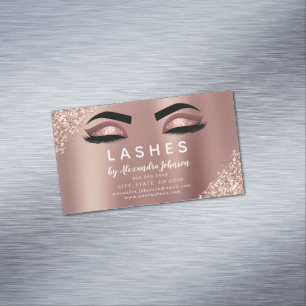 Rose Gold Glitzer und Sparkle Eyelash Extension Magnetische Visitenkarte