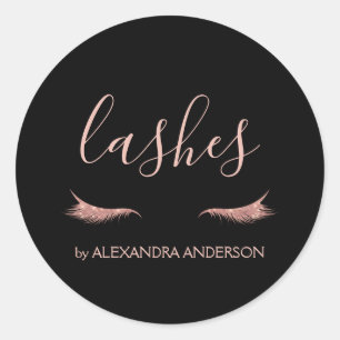 Rose Gold Glitzer und Sparkle Eyelash Extension Runder Aufkleber
