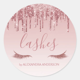 Rose Gold Glitzer und Sparkle Eyelash Extension Runder Aufkleber