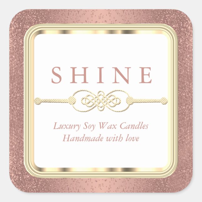 Rose Gold Glitzer und Weiß Quadratischer Aufkleber (Vorderseite)