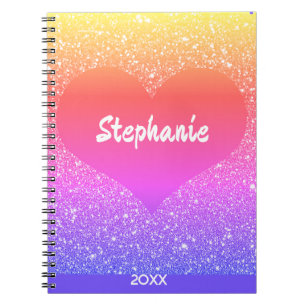 Rose Gold Glitzer Valentinstag Herzname Geschenk Notizblock
