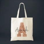 Rose Gold Glitzer Varsity Letter Monogram A Tragetasche<br><div class="desc">Diese wunderschöne und moderne Rose Gold Glitzer Uni Buchstabe A ist der perfekte Hintergrund,  um Ihren Namen in trendigem Skript-Schriftart für ein individuelles Design hinzuzufügen. Ideal für Sportarten,  Studentinnenverbindung große Schwestergeschenke,  oder als Brautparty Gunst wird sie für immer lieben. Glitzer Detail ist ein digital simulierter Effekt.</div>