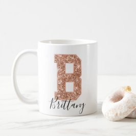 Rose Gold Glitzer Varsity Letter Monogram B Kaffeetasse
