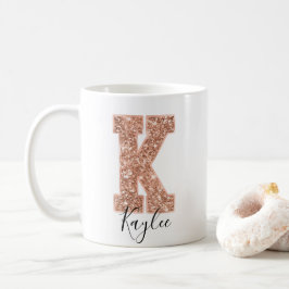 Rose Gold Glitzer Varsity Letter Monogram K Kaffeetasse