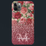 Rose Gold Glitzer Vintag Rosa Rosa Rosa Blüte Case-Mate iPhone Hülle<br><div class="desc">Chic, Elegant, Vintag, Rosa, Blassviolett Rot, Rose Blumenblume personalisierter Name und mit Monogramm Telefonzelle. Romantisches, mädchenhaftes Design mit Vintagem Blumenmotiv in Rosa, blassviolettem rote Rose und einem Gold in dunkler Rose und bordeauxfarbenem Glitzer. Sie können mit Ihrem Namen und monogramm initiale anpassen. Wenn Sie keine Personalisierung benötigen, können Sie diese...</div>