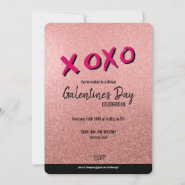 Rose Gold Glitzer Virtual Galentine Einladung