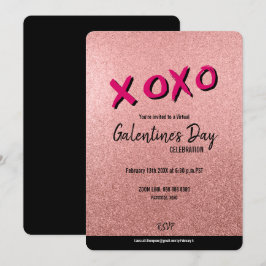 Rose Gold Glitzer Virtual Galentine Einladung