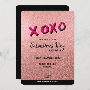 Rose Gold Glitzer Virtual Galentine Einladung