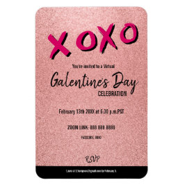 Rose Gold Glitzer Virtual Galentine Valentine Magnet