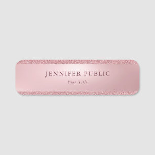 Rose Gold Glitzer Vorlage Elegant Beruflich Namensschild