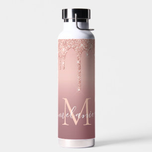 Rose Gold Glitzer Wasser Flasche Individuelle Name