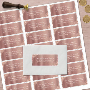 Rose Gold Glitzer Wedding Guest Address Labels
