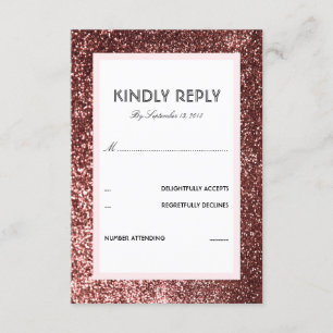 Rose Gold Glitzer Wedding RSVP Card