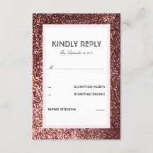 Rose Gold Glitzer Wedding RSVP Card