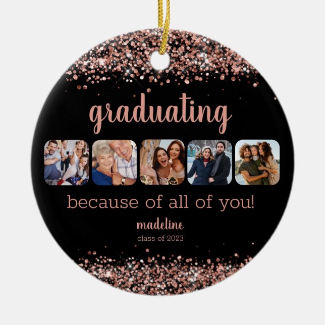 Rose Gold Glitzer wegen Ihnen 5 Foto Grad Keramik Ornament (Vorne)