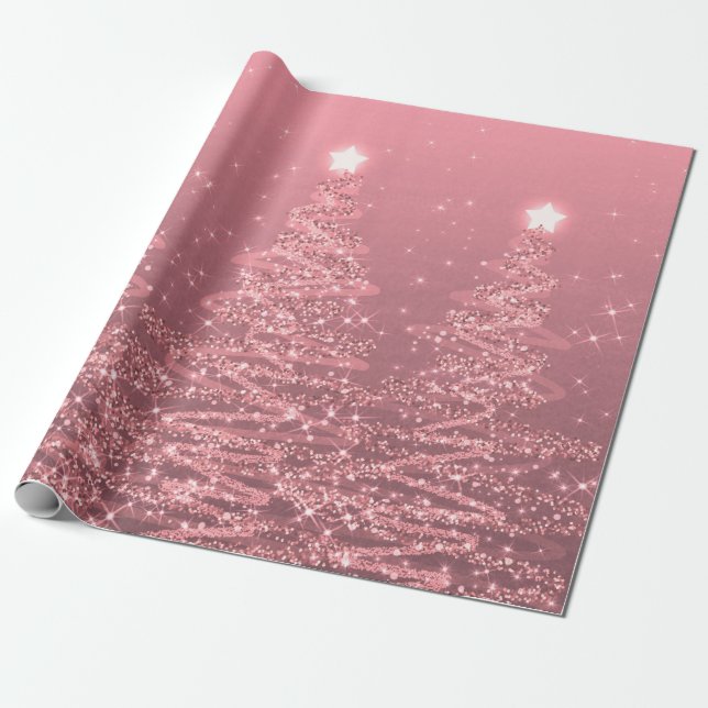 Rose Gold Glitzer Weihnachtsbaumen Urlaub  Geschenkpapier (Ungerollt)