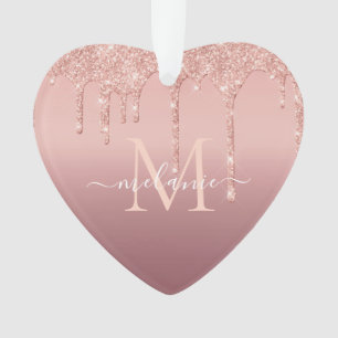 Rose Gold Glitzer Weihnachtsschmuck Personalisiert Ornament