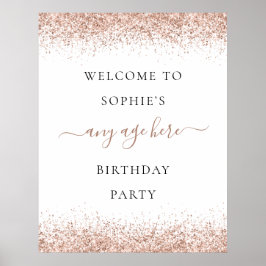 Rose Gold Glitzer Willkommen bei jeder Geburtstags Poster
