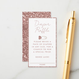 Rose Gold Glitzer Windeln Raffle Baby Dusche Begleitkarte