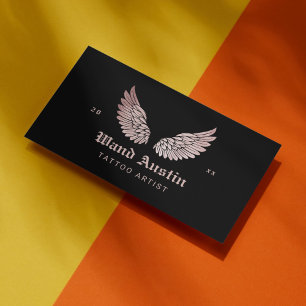 Rose Gold Glitzer Wings Tattoo Artist Visitenkarte