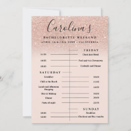 Rose Gold Glitzer Zeitlinie Bachelorette Wochenend Einladung