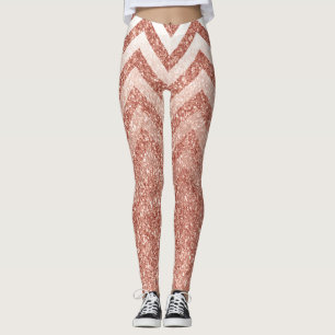 Rose Gold Glitzer Zickzack Leggings