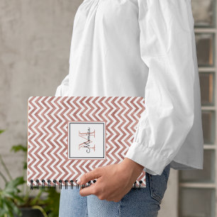 Rose Gold Glitzer Zickzack Muster Monogramm Notizblock