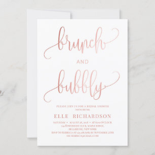 Rose Gold Glitzern Brunch und Bläschen Einladung