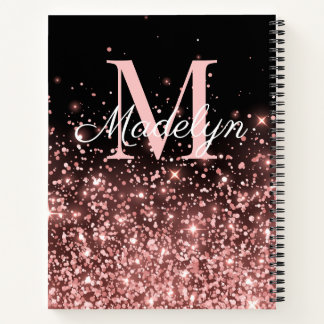 Rose Gold Glitzern Monogrammname Notizbuch