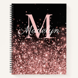 Rose Gold Glitzern Monogrammname Notizbuch