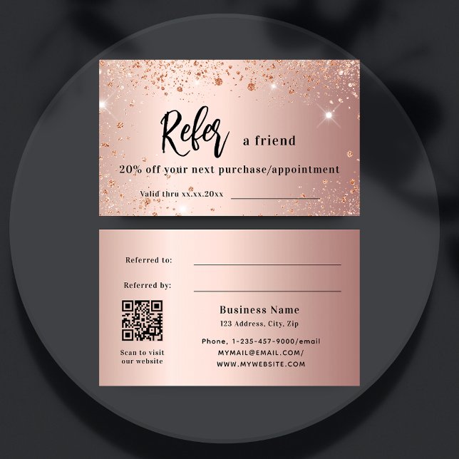 Rose Gold Glitzern qr Code Visitenkarte Rabattkarte (Von Creator hochgeladen)