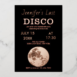 Rose Gold glitzernde Disco Ball Bride letzte Disco Folieneinladung