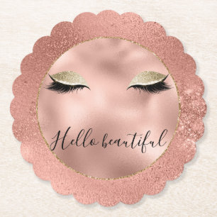 Rose Gold Glitzy Black Eyelashes Untersetzer