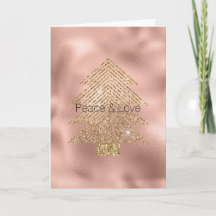 Rose Gold Glitzy Glitzer Weihnachtsbaum Karte