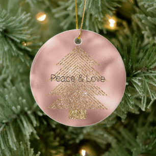 Rose Gold Glitzy Glitzer Weihnachtsbaum Keramik Ornament