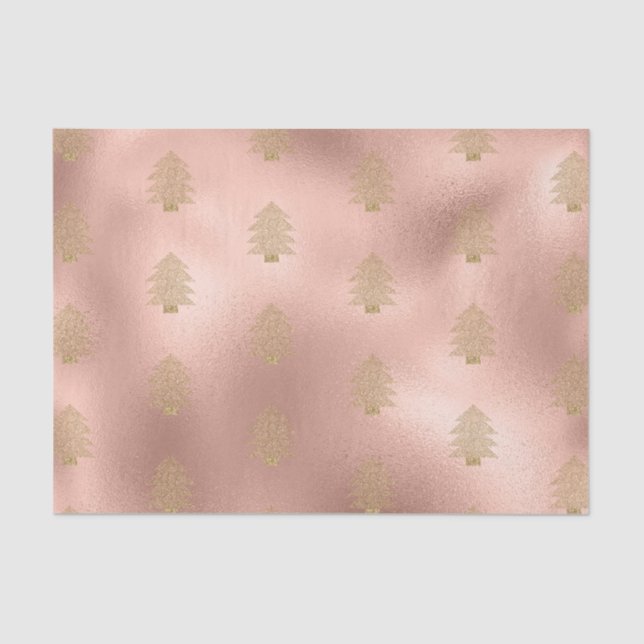 Rose Gold Glitzy Glitzer Weihnachtsbaum Seidenpapier (Vorderseite)