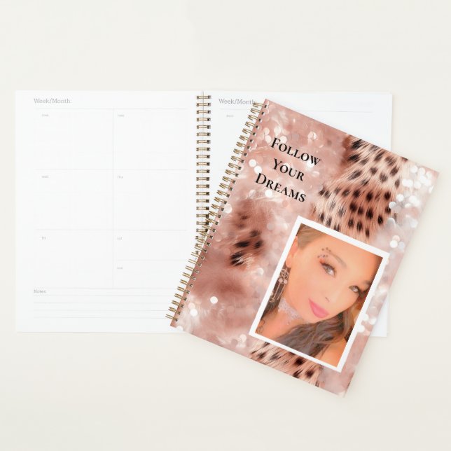 Rose Gold Glitzy Pink Leopard Ihr Foto Planer (Anzeige)