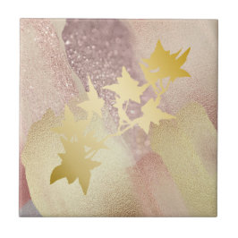 Rose Gold, Gold Keramik Tile (4,25" x 4,25") Fliese