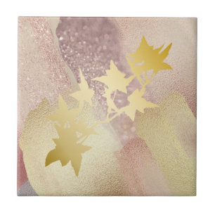 Rose Gold, Gold Keramik Tile (4,25" x 4,25") Fliese