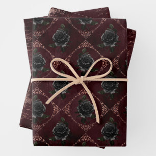 Rose Gold Gothic Halloween Geschenkpapier Set